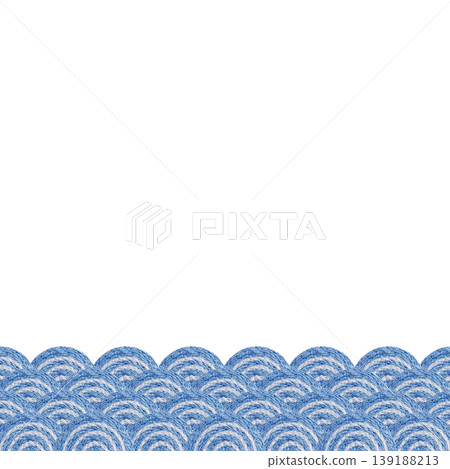 [Japanese-style wave frame] Hand-embroidered illustration material 139188213