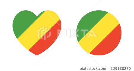 Republic of the Congo heart, round flag icon, sticker. Set of National Flag circle, heart badge, button. Flag Republic Congo banner, background. Republic of the Congo heart, round flag icon, sticker. Set of National Flag circle, heart badge, button. Flag Republic Congo banner, background. 139188270