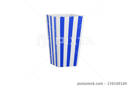 Empty popcorn box mockup with Blue stripes on white background. Empty popcorn box mockup with Blue stripes on white background. 139189184