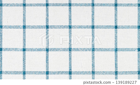 White cotton fabric texture with thin Blue checkered pattern White cotton fabric texture with thin Blue checkered pattern 139189227