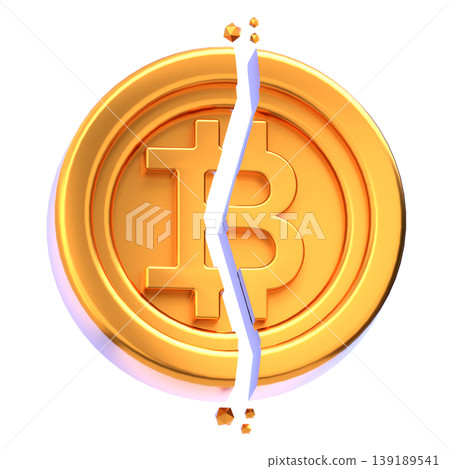 Bitcoin Halving Glossy 3D Crypto Icon for UI Dashboard, SaaS Landing Page, Web3 Presentation 139189541