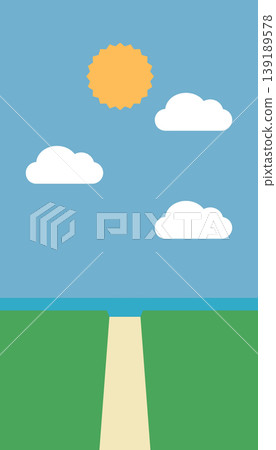 Simple Geometric Landscape Illustration in Flat Art Style 139189578