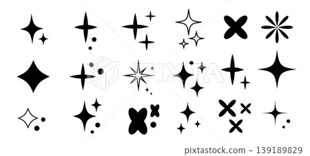 Collection of stylized starburst and sparkle icons Collection of stylized starburst and sparkle icons 139189829