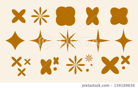 Brown graphic stars shapes on cream background 139189838