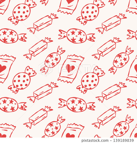 Illustration of red sweets and festive patterns for creative projects Illustration of red sweets and festive patterns for creative projects 139189839