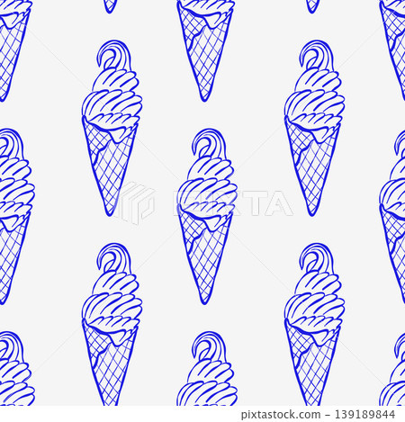 Ice cream cone pattern in blue sketch style Ice cream cone pattern in blue sketch style 139189844