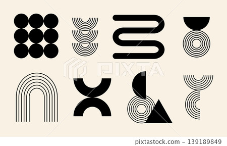Graphic design elements with clean lines and bold forms 139189849