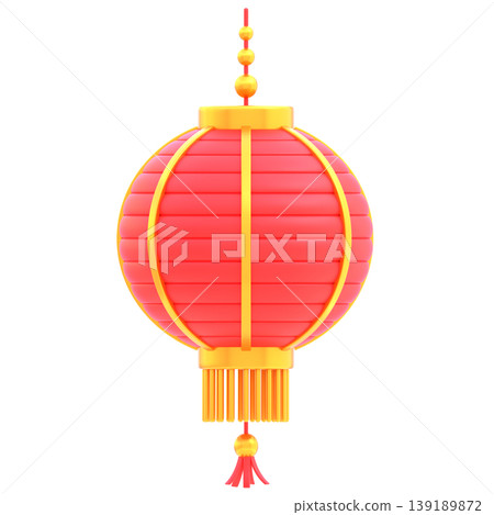 Cute 3D Chinese Lantern Icon, Glossy Lunar New Year Hanging Light Illustration for UI Design, Mobile App, Website and Festive Promotion 139189872