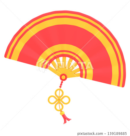 Cute 3D Chinese Fan Icon, Glossy Traditional Festival Illustration for UI Design, Mobile App, Website, Lunar New Year Banner and Holiday Promotion 139189885