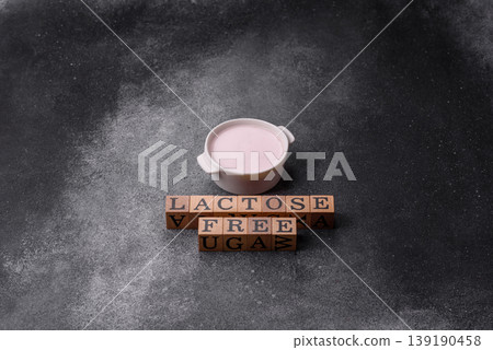 Liquid lactose free yogurt, a useful food for digestive health. Lactose free yogurt 139190458