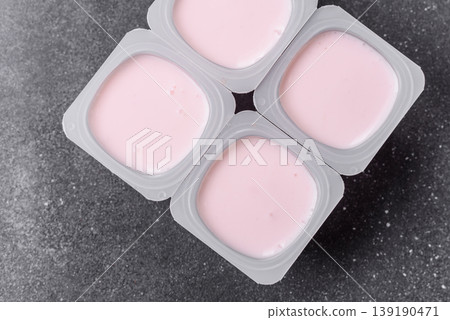 Milky liquid drinking yogurt, a useful food for healthy digestion. Drinking yogurt 139190471