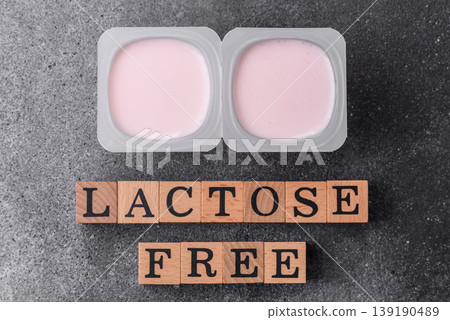 Liquid lactose free yogurt, a useful food for digestive health. Lactose free yogurt 139190489