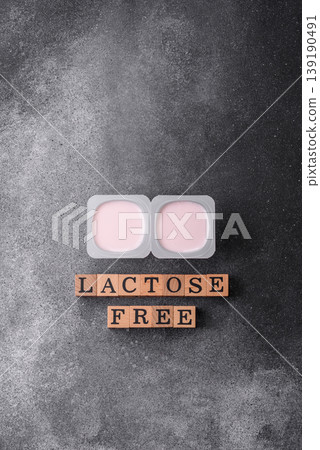 Liquid lactose free yogurt, a useful food for digestive health. Lactose free yogurt 139190491