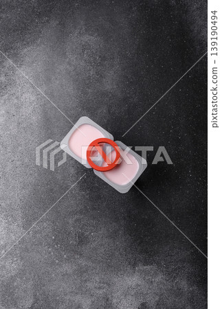 Liquid drinking yogurt with a lactose free sign, a useful food. Lactose free yogurt 139190494