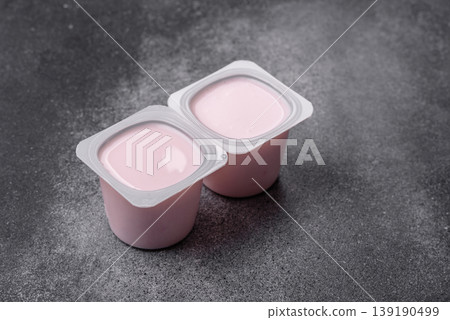Milky liquid drinking yogurt, a useful food for healthy digestion. Drinking yogurt 139190499