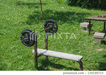 [Biei Town Tree] Exercise equipment placed on Mild Seven Hill 139190715