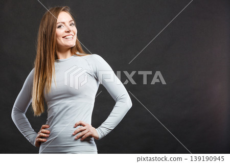 Fit woman in thermolinen underwear, Fit woman in thermolinen underwear, 139190945