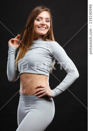 Fit woman in thermolinen underwear, Fit woman in thermolinen underwear, 139190946