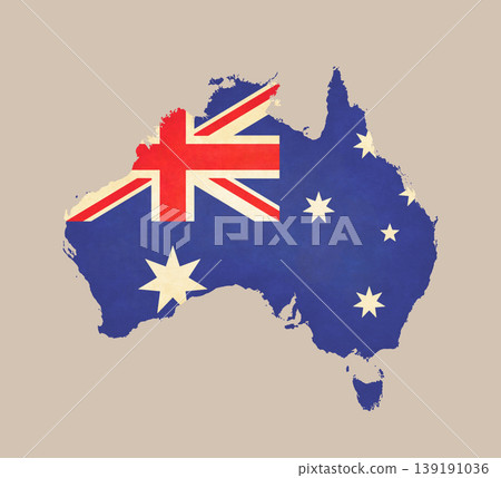 Isolated map with flag - Australia Isolated map with flag - Australia 139191036