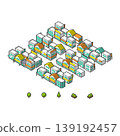 Parts and materials for a three-dimensional cityscape viewed from above [Shops] 139192457