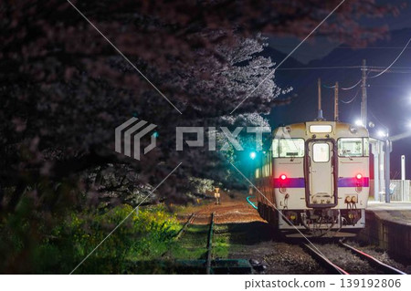 A train stopping at Sakura Station ~ JR Kyushu Kiha 147 series diesel railcar A train stopping at Sakura Station ~ JR Kyushu Kiha 147 series diesel railcar 139192806