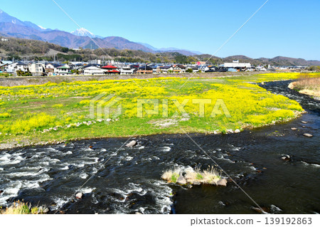 Hosaka Bridge / View upstream from the Shiokawa River towards the right bank (Nirasaki City, Yamanashi Prefecture) [2026.4] 139192863