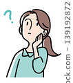 An illustration of the upper body of a woman with her hand on her cheek, looking diagonally upwards in a questioning expression. An illustration of the upper body of a woman with her hand on her cheek, looking diagonally upwards in a questioning expression. 139192872