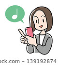 An illustration of a woman's upper body as she smiles upon seeing a happy notification or incoming call on her smartphone screen. An illustration of a woman's upper body as she smiles upon seeing a happy notification or incoming call on her smartphone screen. 139192874
