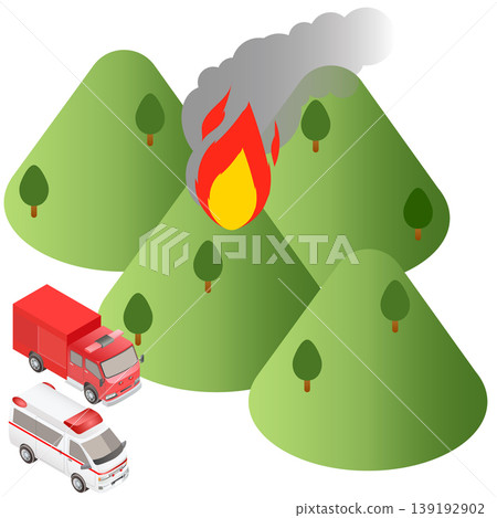 Wildfire and fire trucks Wildfire and fire trucks 139192902