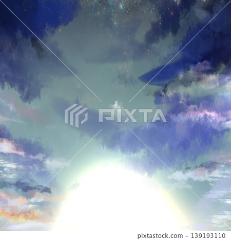 夢幻般的星空和雲朵背景,光線擴散;方形的、戲劇性的漸層天空。 夢幻般的星空和雲朵背景,光線擴散;方形的、戲劇性的漸層天空。 139193110