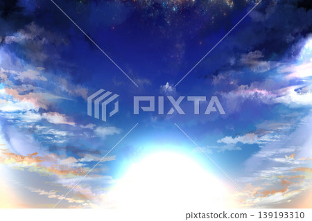 夢幻般的天空背景,帶著一線希望;星空和雲朵的戲劇性漸變;適合用於橫幅和廣告。 夢幻般的天空背景,帶著一線希望;星空和雲朵的戲劇性漸變;適合用於橫幅和廣告。 139193310