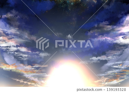 夢幻般的天空背景,帶著一線希望;星空和雲朵的戲劇性漸變;適合用於橫幅和廣告。 夢幻般的天空背景,帶著一線希望;星空和雲朵的戲劇性漸變;適合用於橫幅和廣告。 139193328