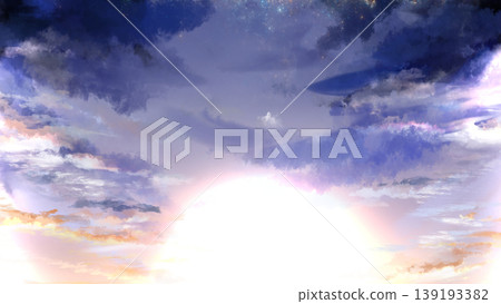 A fantastical background image featuring a starry sky and sunset. Dramatic clouds and a gradient sky with spreading light. Copy space available. A fantastical background image featuring a starry sky and sunset. Dramatic clouds and a gradient sky with spreading light. Copy space available. 139193382