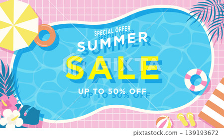 Summer sale and pool surface banner design vector background template Summer sale and pool surface banner design vector background template 139193672