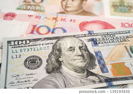 China yuan and dollar banknote money, investment economy business and banking. China yuan and dollar banknote money, investment economy business and banking. 139193830