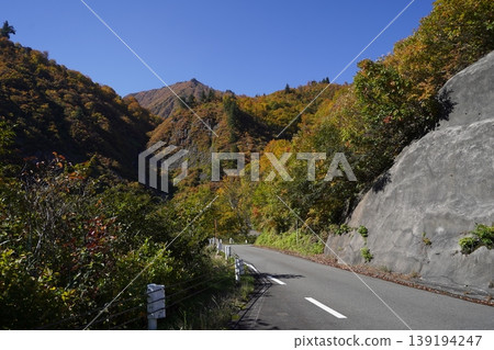 A section of National Route 352 (Jukai Line) running along the shore of Lake Okutadami, October 30, 2025. 139194247