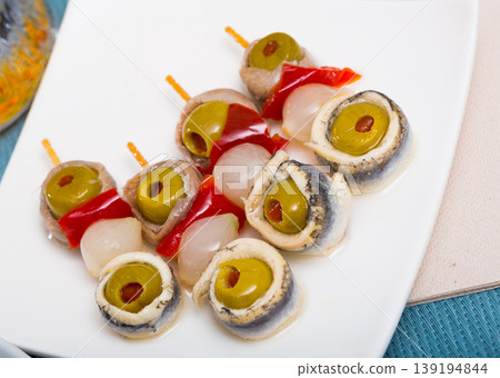 Appetizers with anchovies and vegetables Appetizers with anchovies and vegetables 139194844