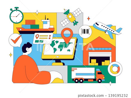 Logistics Vector Illustration Featuring Global Shipping Delivery Supply Chain Warehouse Cargo Transport Across Air Sea And Land Freight Design Logistics Vector Illustration Featuring Global Shipping Delivery Supply Chain Warehouse Cargo Transport Across Air Sea And Land Freight Design 139195232