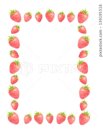 [Vertical, Transparent Background] Watercolor Strawberry Single Row Frame Material (Cute and Stylish, Invitation, Spring) 139195318