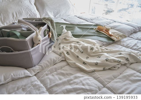 Baby nursery organizer with essential items for newborn care and health Baby nursery organizer with essential items for newborn care and health 139195933