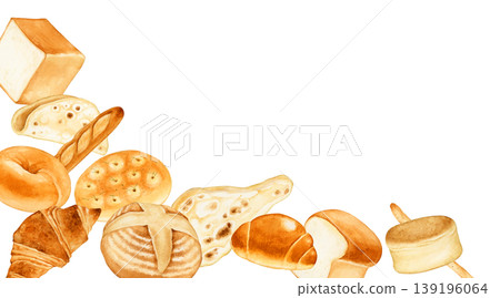 Bread bakery background frame watercolor illustration Bread bakery background frame watercolor illustration 139196064