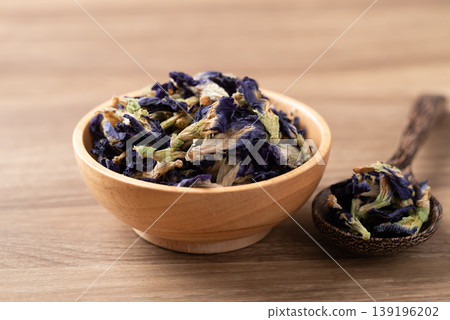 Dried butterfly pea flowersl, natural ingredient for herbal blue tea and food coloring Dried butterfly pea flowersl, natural ingredient for herbal blue tea and food coloring 139196202