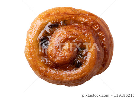 Pain au Raisin, Cinnamon Raisin Swirl isolated on white background Pain au Raisin, Cinnamon Raisin Swirl isolated on white background 139196215