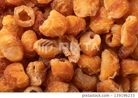 Close-up of dried longan texture, Dried fruit background 139196233