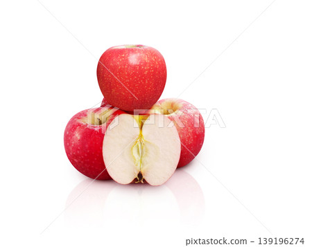 Apples stacked beautifully on a white background. 139196274