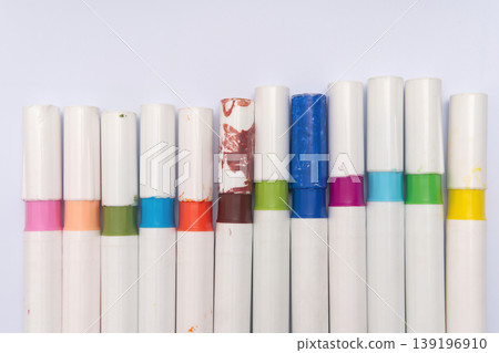 colored marker pens on white background	 139196910