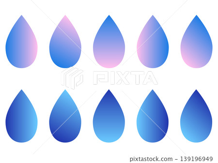 一組藍色漸層雨滴 139196949