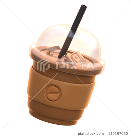Ice Coffee Cup 3D Icon, Cozy Premium Iced Coffee Illustration for UI UX, Food Apps, Cafe Branding, Website, Social Media and E-commerce 139197060