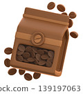 Coffee Bag 3D Icon, Cozy Premium Coffee Packaging Illustration for UI UX, Food Apps, Cafe Branding, Website, Social Media and E-commerce 139197063