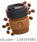 Coffee Paper Cup 3D Icon, Cozy Premium Takeaway Coffee Cup Illustration for UI UX, Food Apps, Cafe Branding, Website, Social Media and E-commerce 139197065